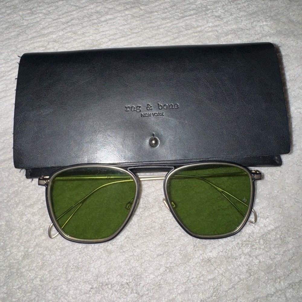 Rag & Bone black/gold Sunglasses with Olive Lenses
